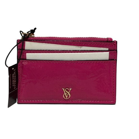 Victorias Secret Pink Patent Leather Card Holder & Keychain Wallet NWT - Picture 1 of 7